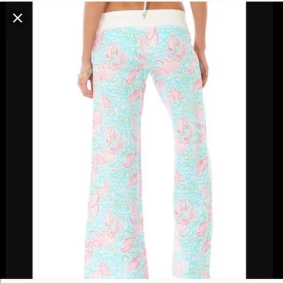 NWT Lilly Pulitzer Spa Blue Lobstah Beach Pants XL 🦞🦀🦞🦀🦞 - Picture 4 of 10